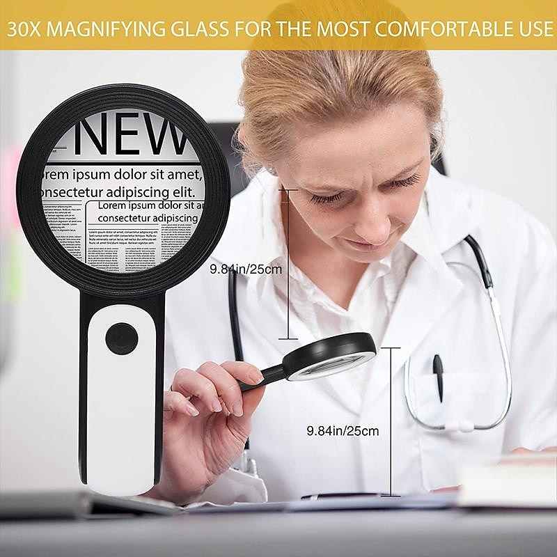 30X Handheld Reading Magnifying Glass Illuminated Magnifier Microscope Lens Jewelry Watch Loupe Magnifier With LED Light 2025 - $19.99 –P4