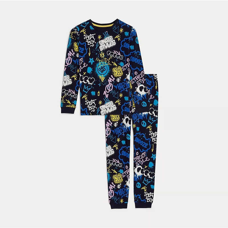 pojkar 3d-spel pyjamasset långärmad 3d-utskrift höst vinter aktiv cool daglig polyester barn 3-12 år crew neck hem causal inomhus normal passform 2025 - $16.49 –P5