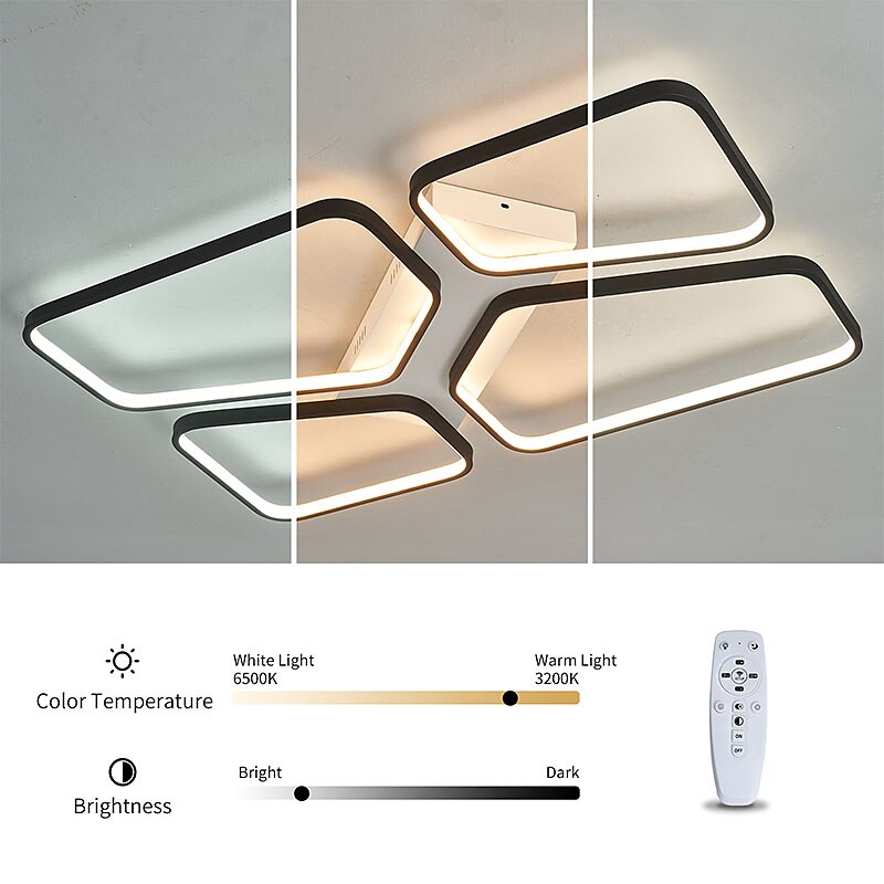 plafoniera a led design geometrico 48/75cm lampadario moderno a sospensione in metallo 4/6/8 teste lampada a sospensione a led plafoniera a sospensione creativa in nero per soggiorno ristorante bar del 2025 a $230.29 –P5