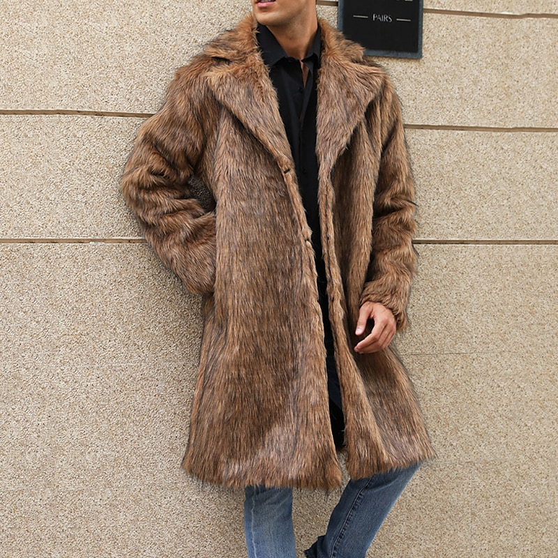 Homme Manteau d'hiver Veste d'Hiver Manteau en fausse fourrure Extérieur Usage quotidien Chaud Poche Automne Hiver Plein Mode Vêtement de rue Revers Normal Noir Blanche Jaune Marron Gris Claire Veste de 2025 ? $82.99 –P16