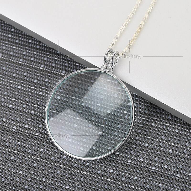 Collana monocolo decorativa con lente d'ingrandimento 5x, ciondolo con lente d'ingrandimento, collana a catena placcata in argento dorato per regalo di gioielli da donna del 2025 a $8.99 –P4
