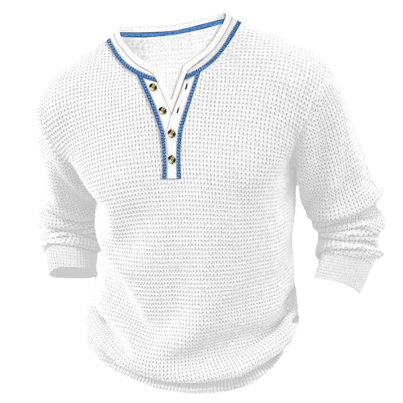 Férfi Póló Gofri Henley ing Henley ing Tee Top Hosszú ujjú ing Színes Henley Utca Vakáció Hosszú ujj Kollázs Ruházat Divat Dizájn Alap 2025 - $18.99 –P2
