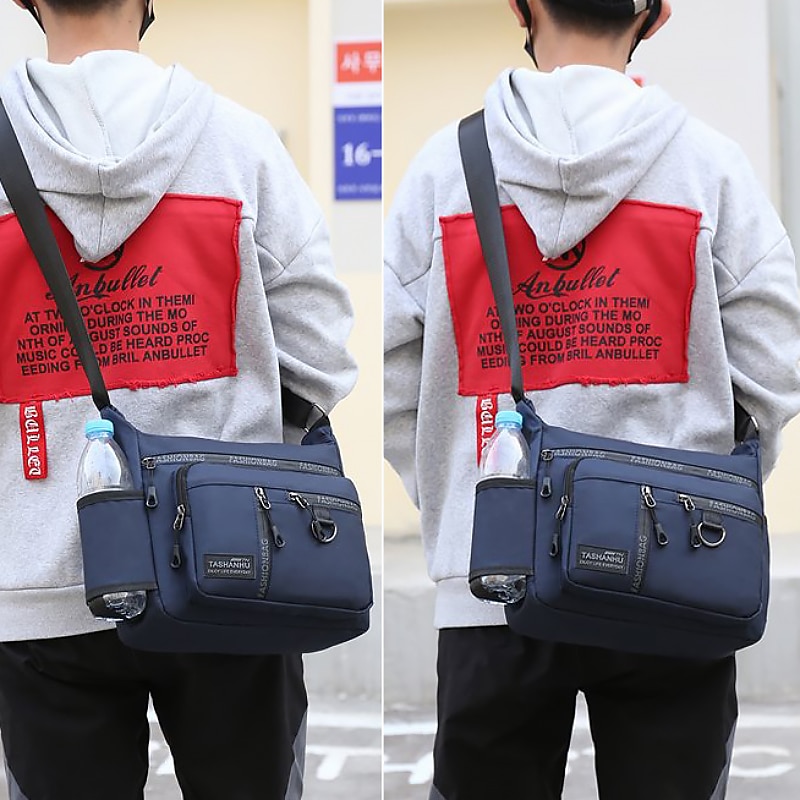 Borsa a tracolla multitasche in nylon nero da uomo – borsa a tracolla leggera e impermeabile per lavoro, viaggi e spostamenti quotidiani del 2026 a $19.99 –P4