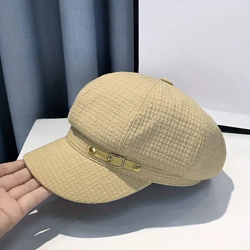 Bérets élégants en relief, casquette de béret classique de couleur unie de style britannique, chapeaux de journal respirants pour femmes, automne & hiver de 2025 ? $24.99 –P8