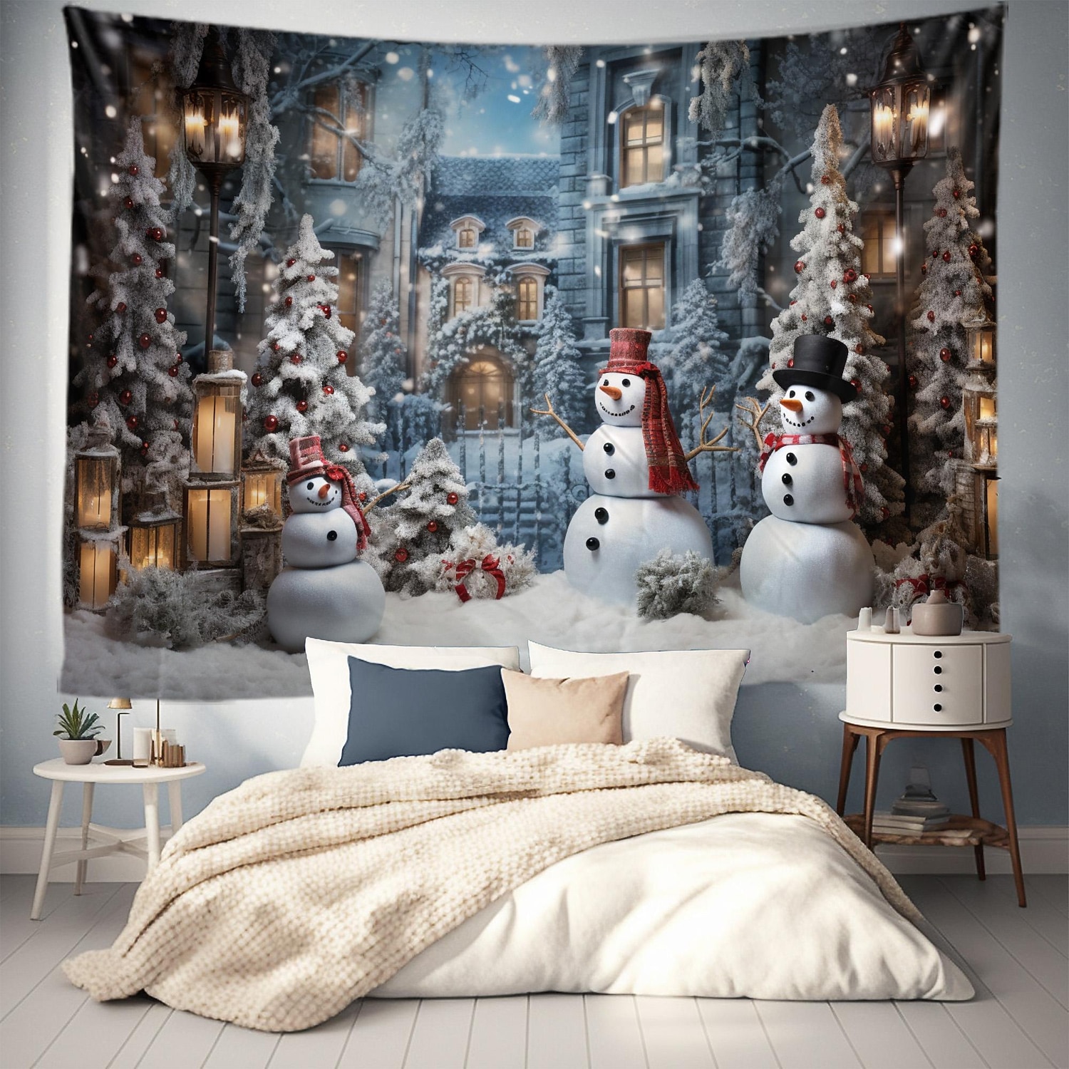 kerstversiering hangend wandtapijt kerstboom sneeuwpop wandkunst kerstmis groot wandtapijt muurschildering decor foto achtergrond deken gordijn huis slaapkamer woonkamer decoratie 2025 - $15.99 -P9