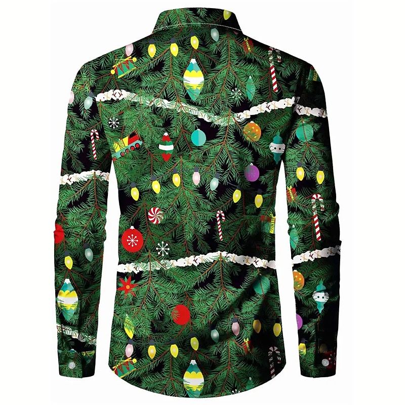 natale uomo costume natalizio camicie stampate albero casual esterno strada autunno&amp;camicia invernale a maniche lunghe bordeaux verde s m l del 2025 a $26.99 –P4