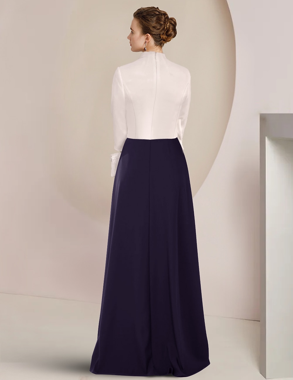 Jumpsuit / Pantsuit Mother of the Bride  Formal Wedding Guest Elegant Party Square Neck Ankle Length Stretch Fabric 3/4 Length Sleeve with Bow(s) Color Block free custom size 2025 - $163.99 –P2