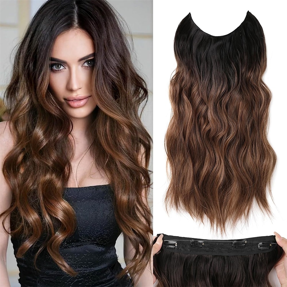 Hair Extensions 20 Inch Long Wavy Blonde Hair Extensions with Invisible Wire Adjustable Size 4 Secure Clips in Hair Extensions for Women 2025 - $13.99 –P10