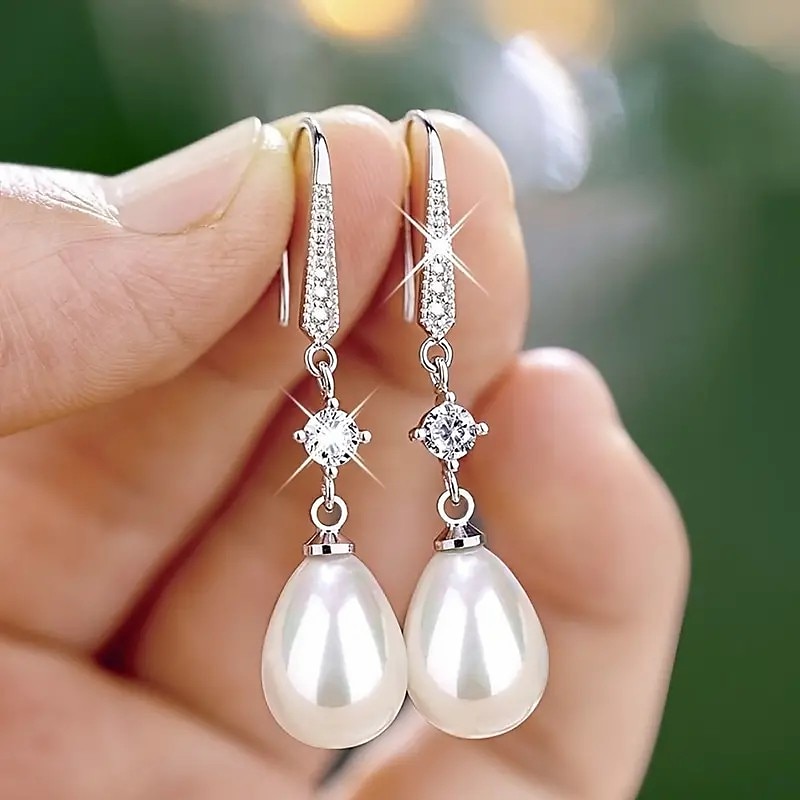 Women's Pearl Drop Earrings Fine Jewelry Classic Precious Stylish Simple Earrings Jewelry White For Wedding Party 1 Pair 2024 - $6.99 –P1