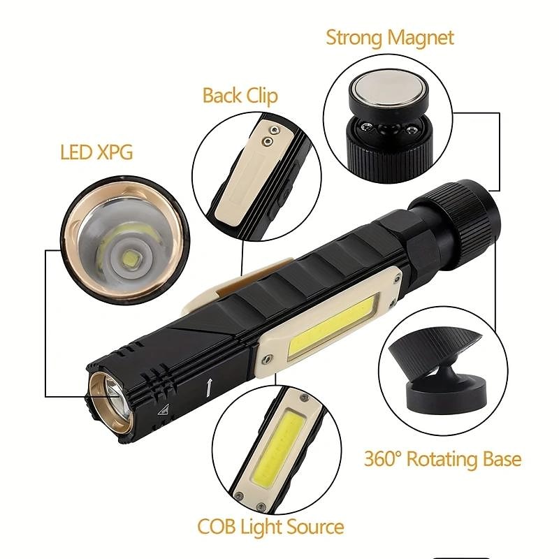 1 τεμ φακός led 1000 lumens τακτικός φακός, περιστρεφόμενος αδιάβροχος προβολέας 90 μοιρών, 5 τρόποι λειτουργίας - οι καλύτεροι υψηλοί αυλοί είναι για κάμπινγκ, εξωτερικούς χώρους, πεζοπορία 2025 - $20.99 –P6
