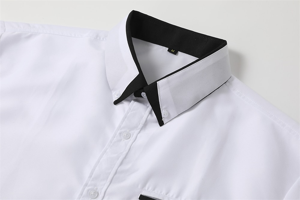 Men's Dress Shirt Button Down Shirt Collared Shirt Non Iron Shirt White Pink Navy Blue Long Sleeve Plain Collar All Seasons Wedding Work Clothing Apparel 2023 - AED 86 –P1