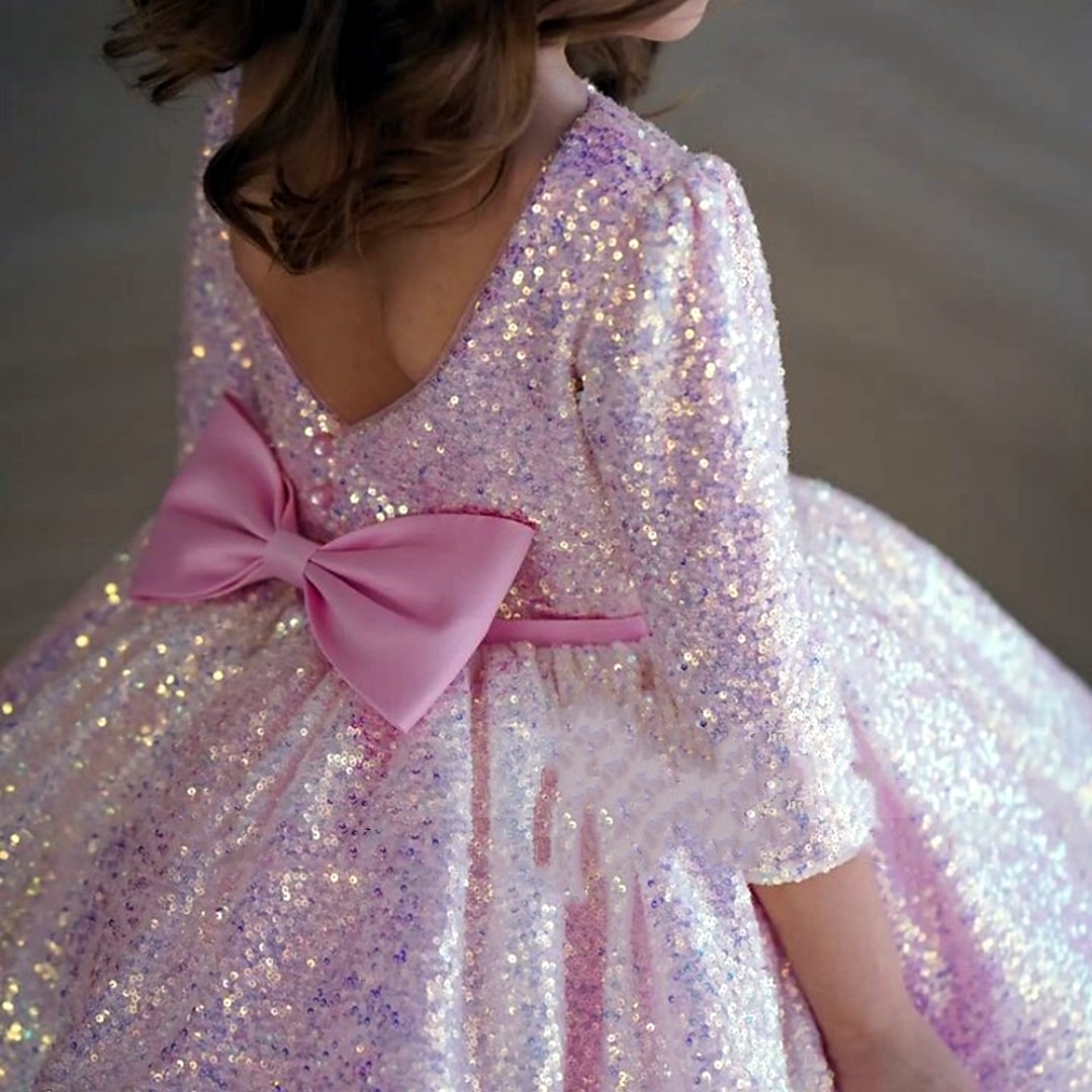 Kids Girls' Party Dress Solid Color Long Sleeve Formal Performance Wedding Mesh Princess Sweet Mesh Mid-Calf Sheath Dress Pink Princess Dress Tulle Dress Summer Spring Fall 2-12 Years 4-12 Years Pink 2025 - $73.99 –P8