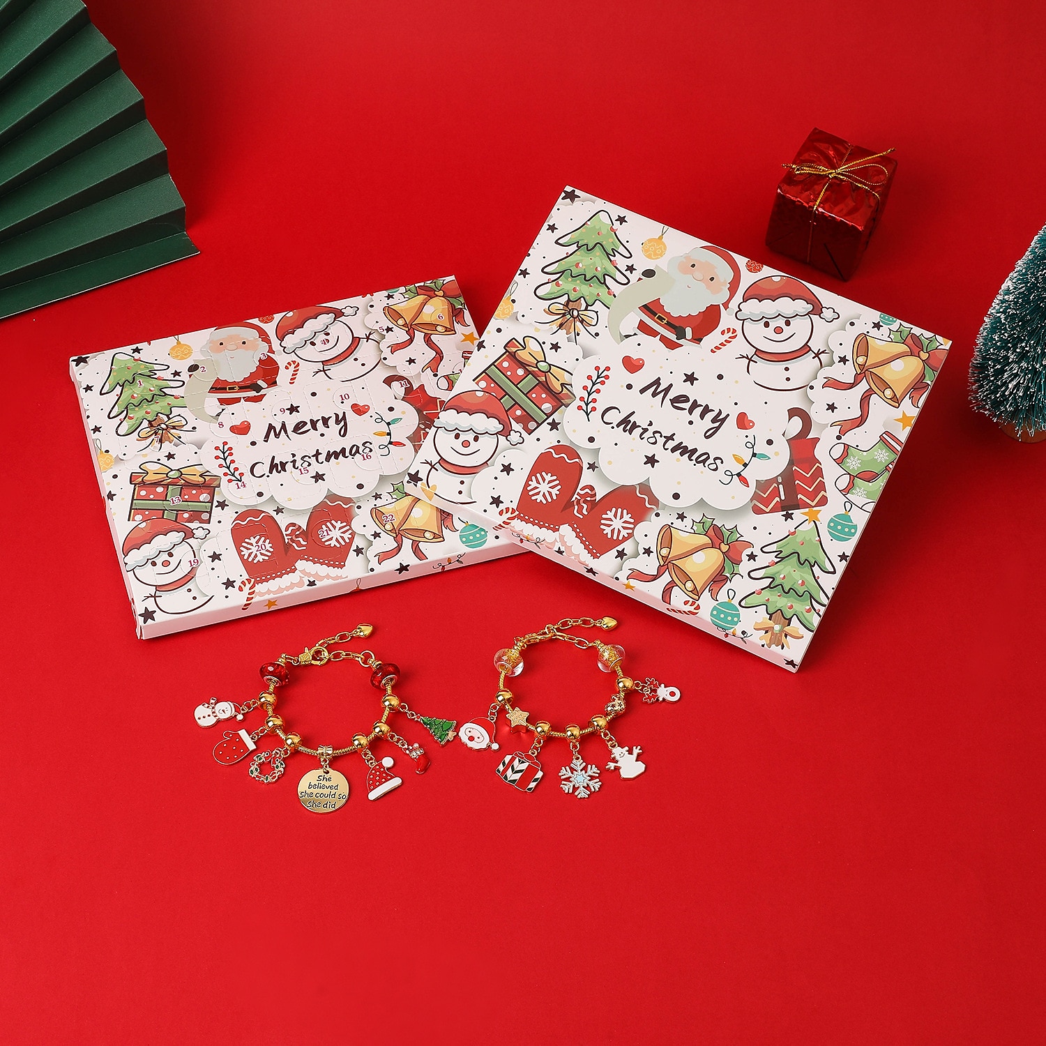 Weihnachts-Adventskalender, Countdown-Kalender, Geschenkbox-Set, Weihnachts-DIY-Perlen-Handschmuck, Advents-Christbaum-Armband-Geschenk, Weihnachtsgeschenk 2025 - $21.99 –P4