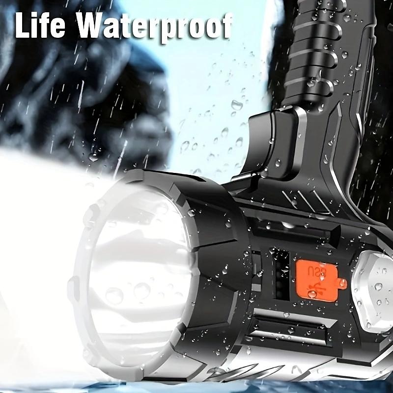 Holofote portátil de 1 unidade, luz de flash forte, tocha doméstica led poderosa, lanterna de pesca à prova d'água ao ar livre, holofote recarregável usb com filtro de lente de 3 cores vermelho azul de 2025 por $24.99 –P5
