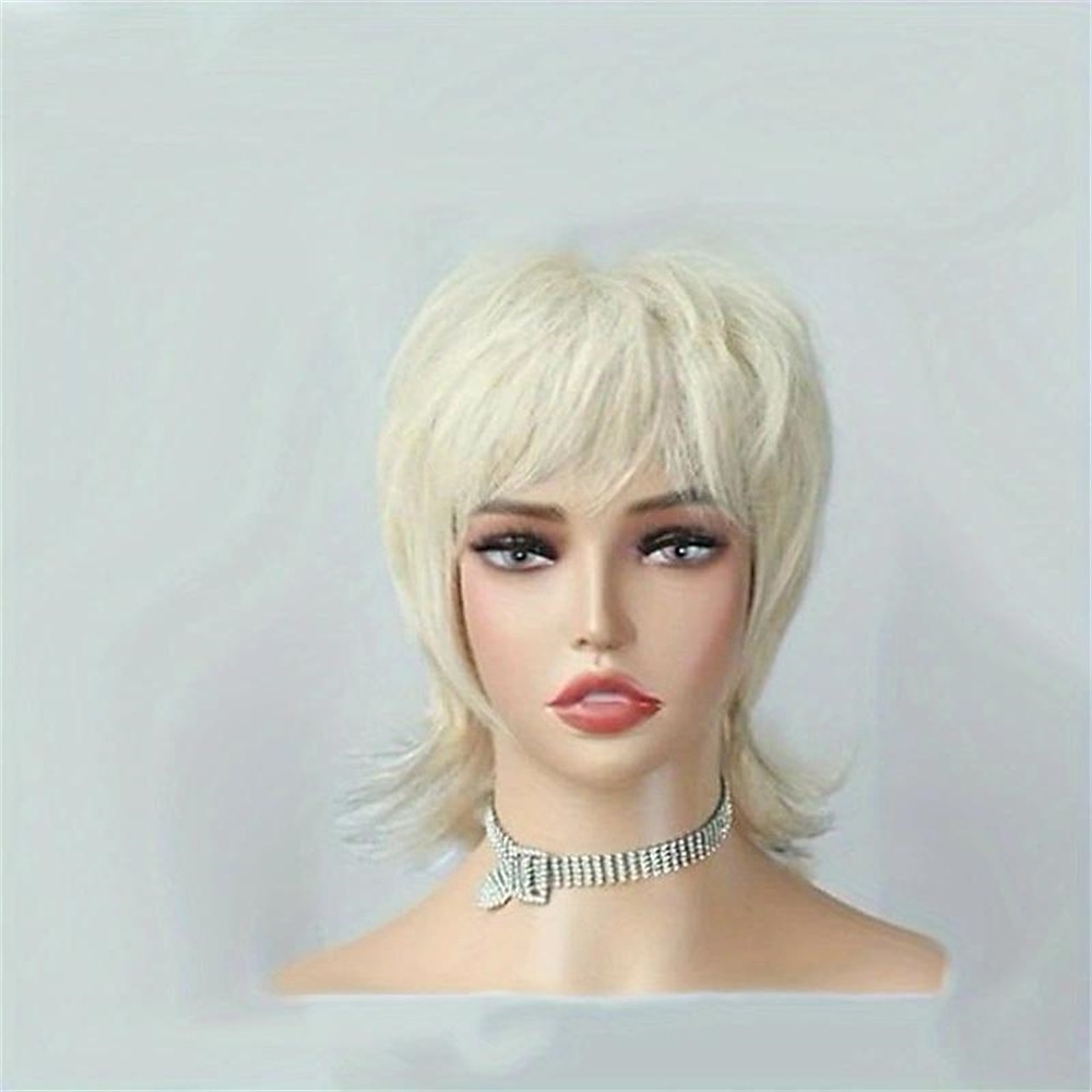 korte blonde pruik shaggy gelaagde jaren 80 mul pruik pixie-cut pruik met pony krullend synthetisch natuurlijk nep haar vervangende pruiken voor vrouwen dagelijks feest cosplay kostuum gebruik 2026 - $17.49 –P13
