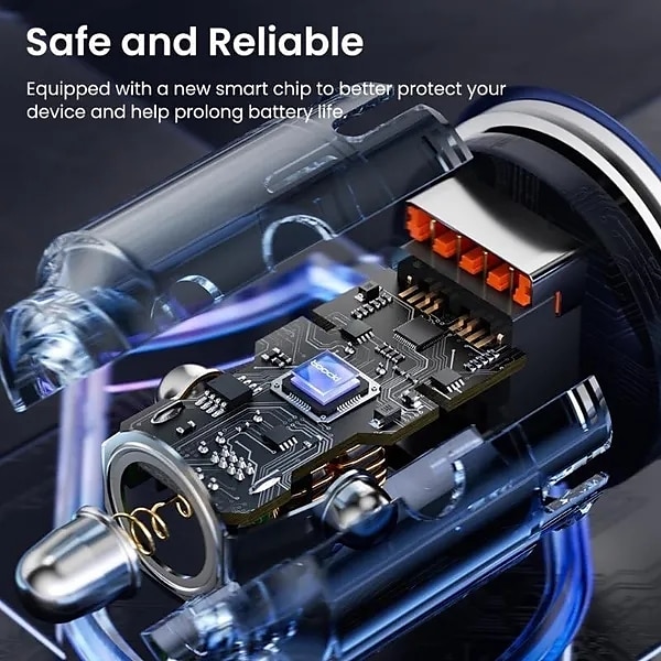 2025年 60 ワットデュアルポートベルトタイプ c ライン透明車の充電器には 1 メートルのタイプ c データワイヤー pd3.0 qc3.0 急速充電 iphone サムスン ファーウェイ xiaomi 携帯電話車に必要な充電器が付属しています  コレクション – $36.99 –P10