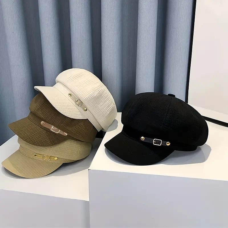 Bérets élégants en relief, casquette de béret classique de couleur unie de style britannique, chapeaux de journal respirants pour femmes, automne & hiver de 2025 ? $24.99 –P3