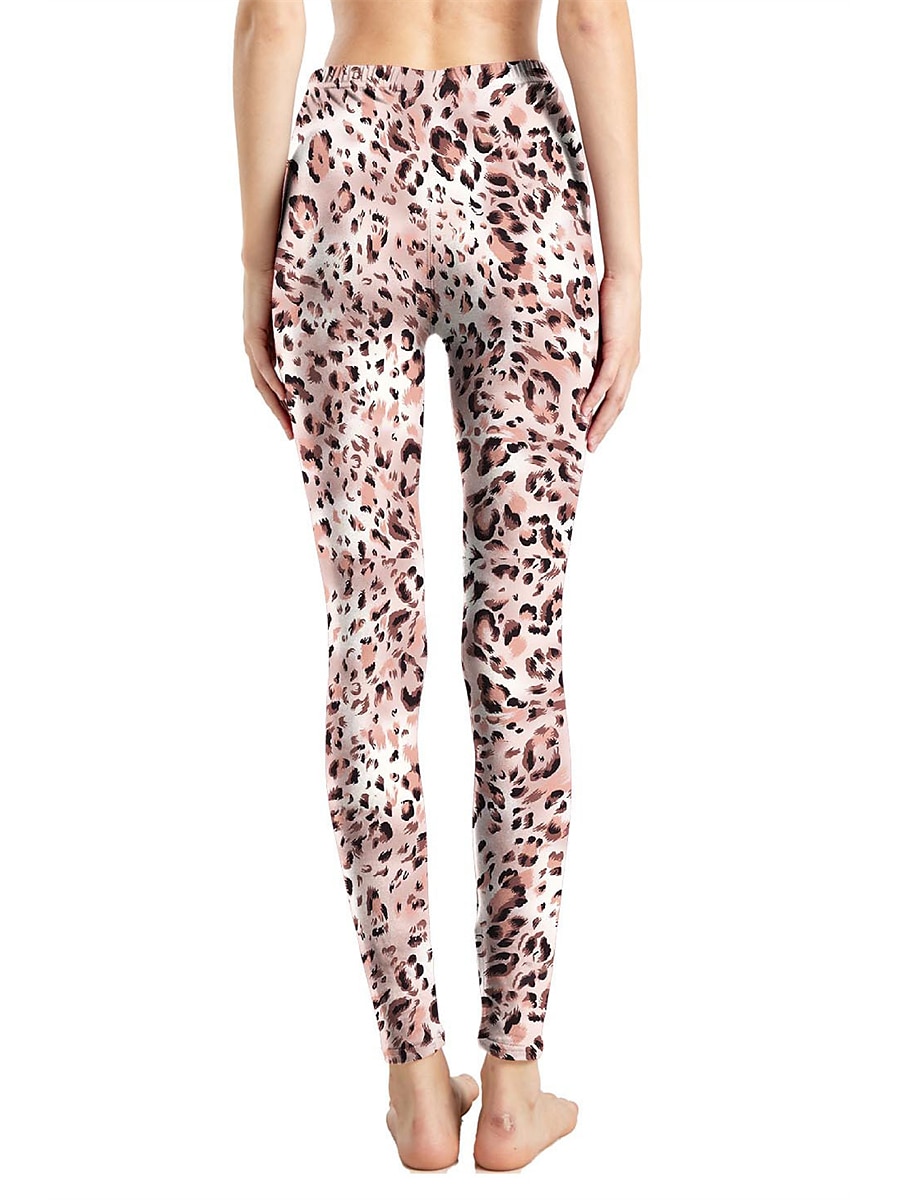 Women's Leggings Active Fashion Full Length High Waist Leopard Gradient Snake Print Elastic Waist Print Breathable Soft Comfortable Micro-elastic Outdoor Vacation Home Leopard Print 0358 blue and 2025 - $13.99 –P32