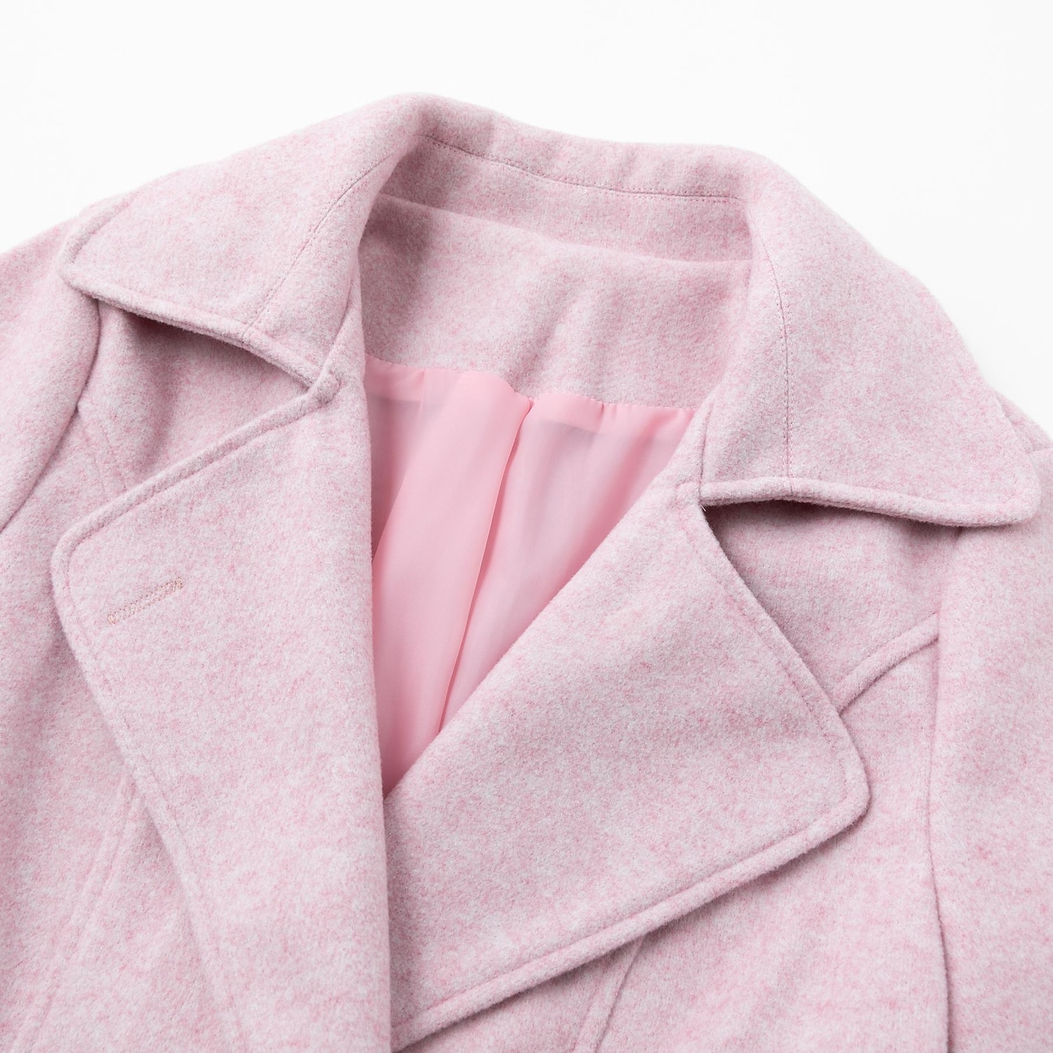 Women's Wool Blend Coat Winter Coat Long Overcoat Double Breasted Lapel Pea Coat Thermal Warm Windproof Trench Coat with Pockets Sping Elegant Slim Fit Lady Jacket Fall Long Sleeve Gray Pink 2024 - $51.99 –P6