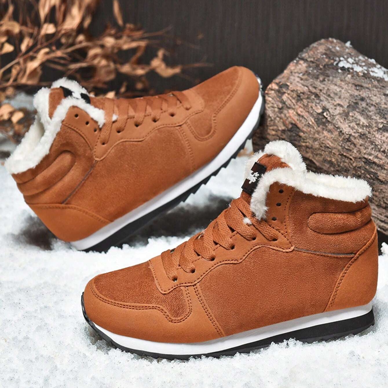 Women's Faux Suede Winter Sneakers with Plush Lining - Casual Warm Lace-Up Shoes for Cold Weather 2025 - $32.99 –P6