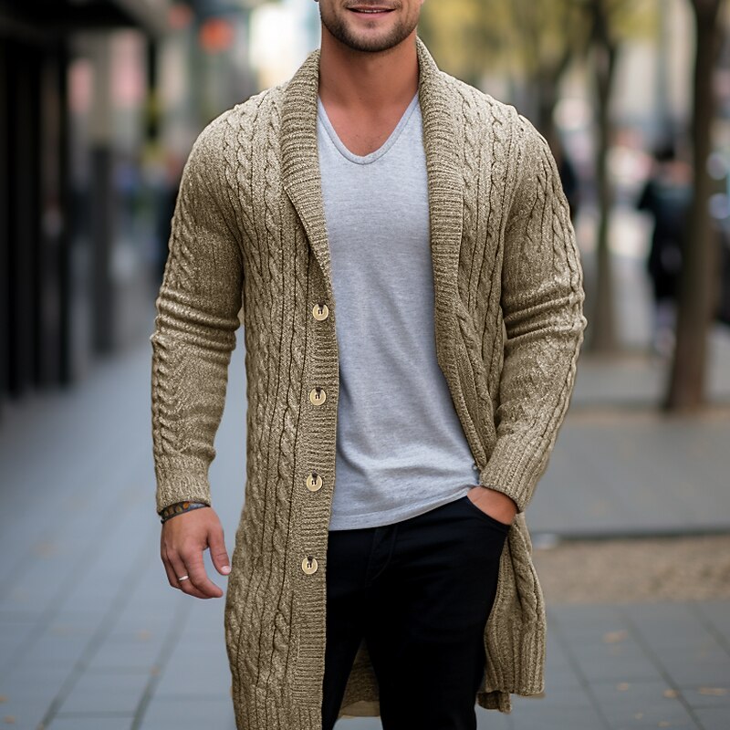 Homme Pull Chandail Gilet Cardigan Tricoter Tunique Tricoté Plein Col Châle Guêtres Moderne contemporain Usage quotidien Sortie Vêtement Tenue Hiver Automne Noir Chameau M L XL de 2026 ? $41.99 –P3
