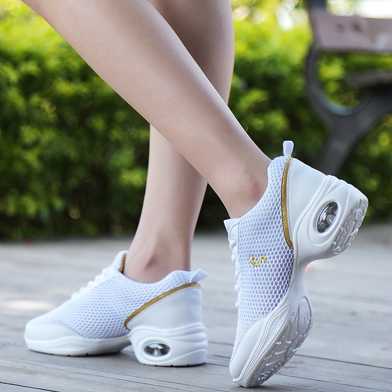 adidași de dans pentru femei de culoare neagră, cu accente roz, talpă despicată și talpă cu pernă de aer - cei mai buni pentru zumba și hip-hop 2025 - $34.99 –P1