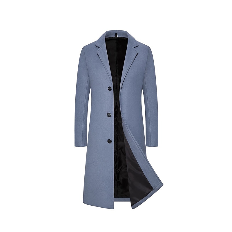 Men's Winter Coat Overcoat Trench Coat Outdoor Daily Wear Fall & Winter Polyester Thermal Warm Windproof Outerwear Clothing Apparel Fashion Streetwear Plain Lapel Single Breasted 2026 - $66.99 –P8