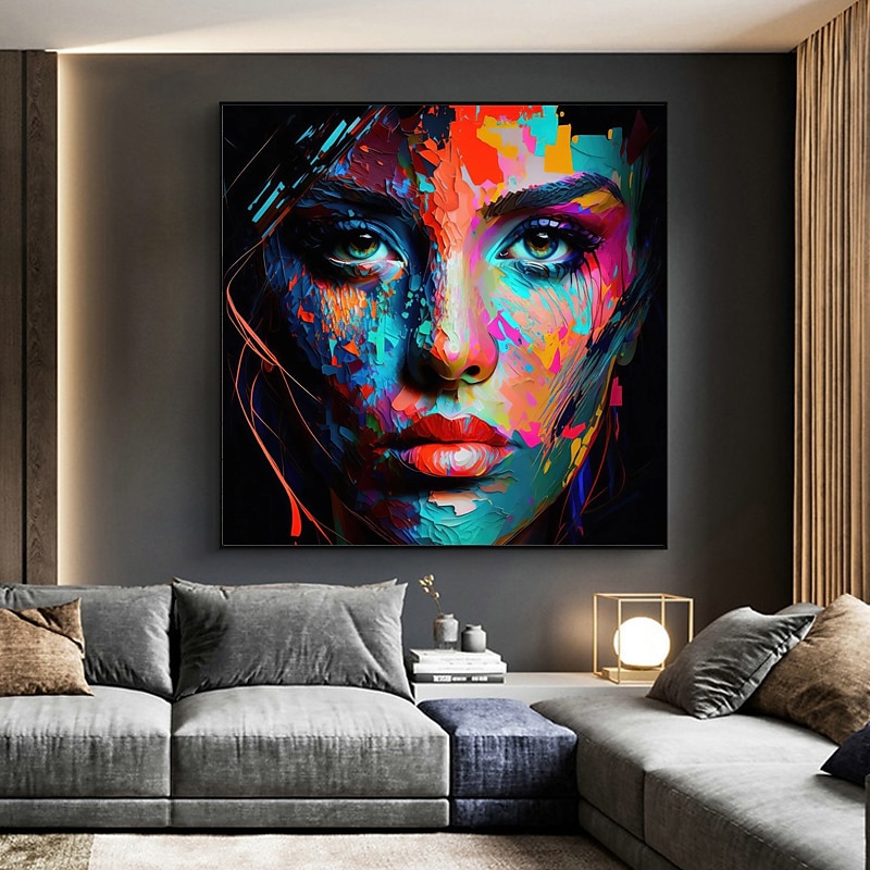 Best on Canvas Handmade Abstract Portrait Oil Painting The Hot Color Hand-Painted Knife David Palette Woman Face Oil Paintings 2025 - $123.99 –P8