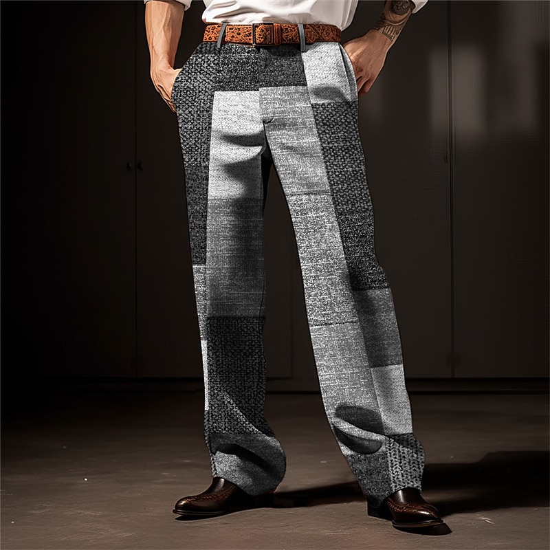 Rutig Geometri Affär Herr 3D-utskrift Byxor Utomhus Gata Klä till Jobbet Polyester Blå Purpur Orange S M L Hög Elasticitet Byxor 2025 - $29.99 –P5