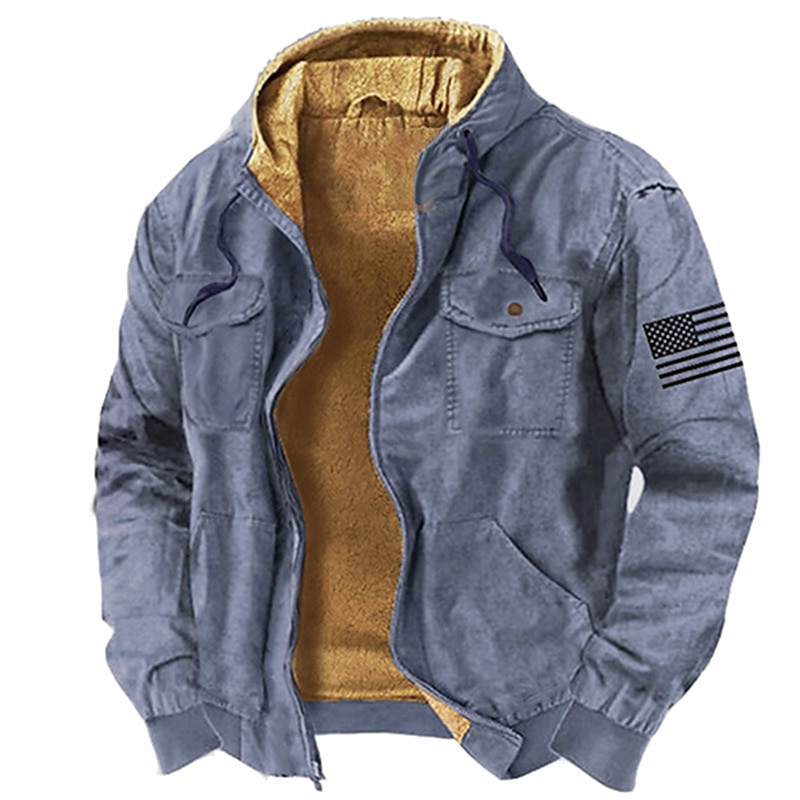 Men's Graphic Prints National Flag Hoodie Hoodies Sweatshirt Zip Hoodie Long Sleeve Hooded Sweatshirt Hooded Daily 3D Print Holiday Vacation Going out Blue Brown Multi Pocket Fleece Winter Designer 2025 - $40.99 –P4