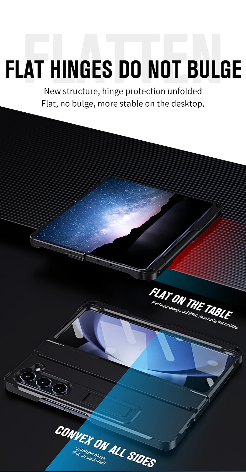 Phone Case For Samsung Galaxy Z Fold 6 Z Fold 5 Z Fold 4 Z Fold 3 Back Cover with Stand Holder with Screen Protector Magnetic Solid Color PC 2026 - $28.99 –P7