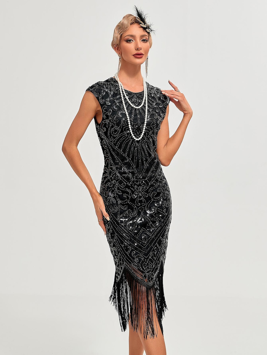 Ordító 20-as évek 1920-as évek Koktélruha Flapper ruha Ruhák Karácsonyi party ruha A nagy Gatsby Charleston Esküvői Vendég Flitter Rojt Jelmez Női Karácsony Mindszentek napja Farsang Farsang Esküv 2025 - $46.99 –P18