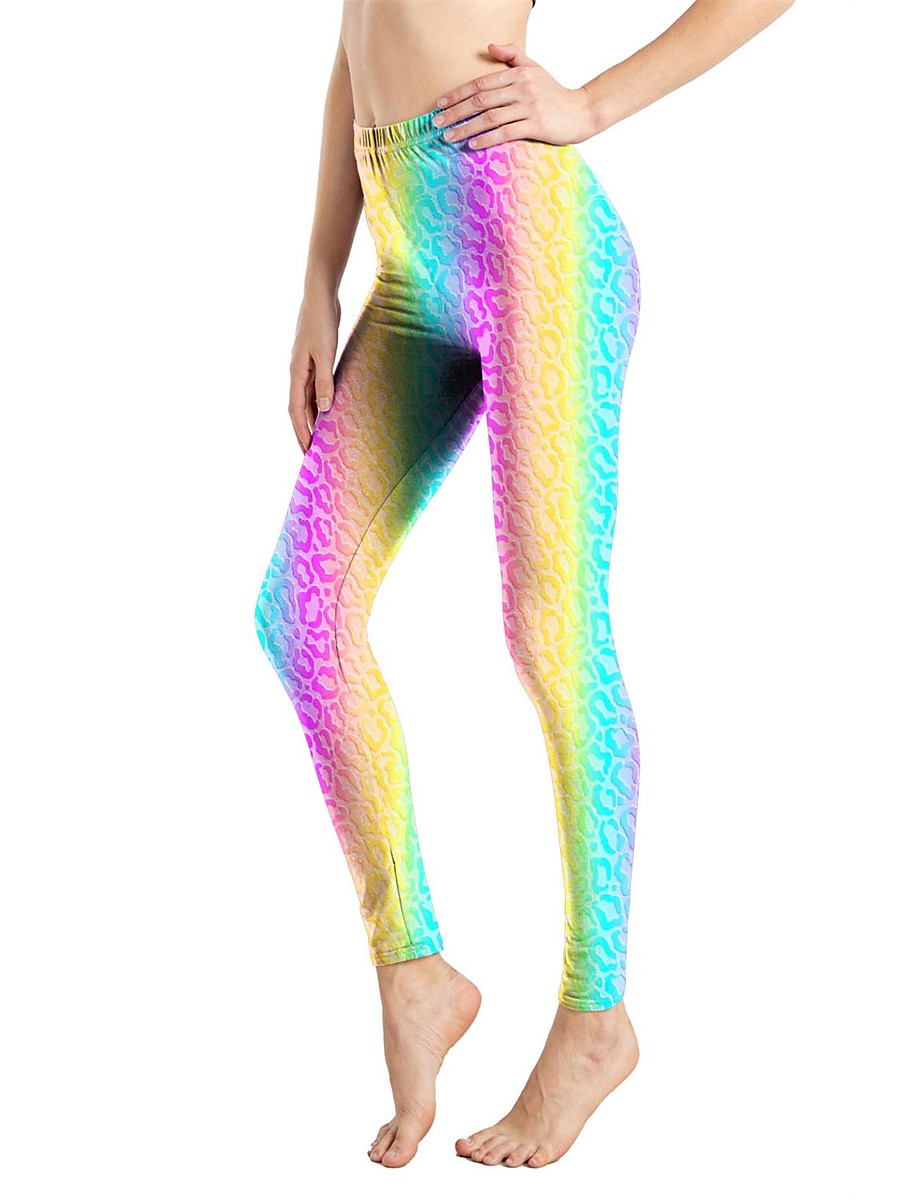 Women's Leggings Active Fashion Full Length High Waist Leopard Gradient Snake Print Elastic Waist Print Breathable Soft Comfortable Micro-elastic Outdoor Vacation Home Leopard Print 0358 blue and 2025 - $13.99 –P25