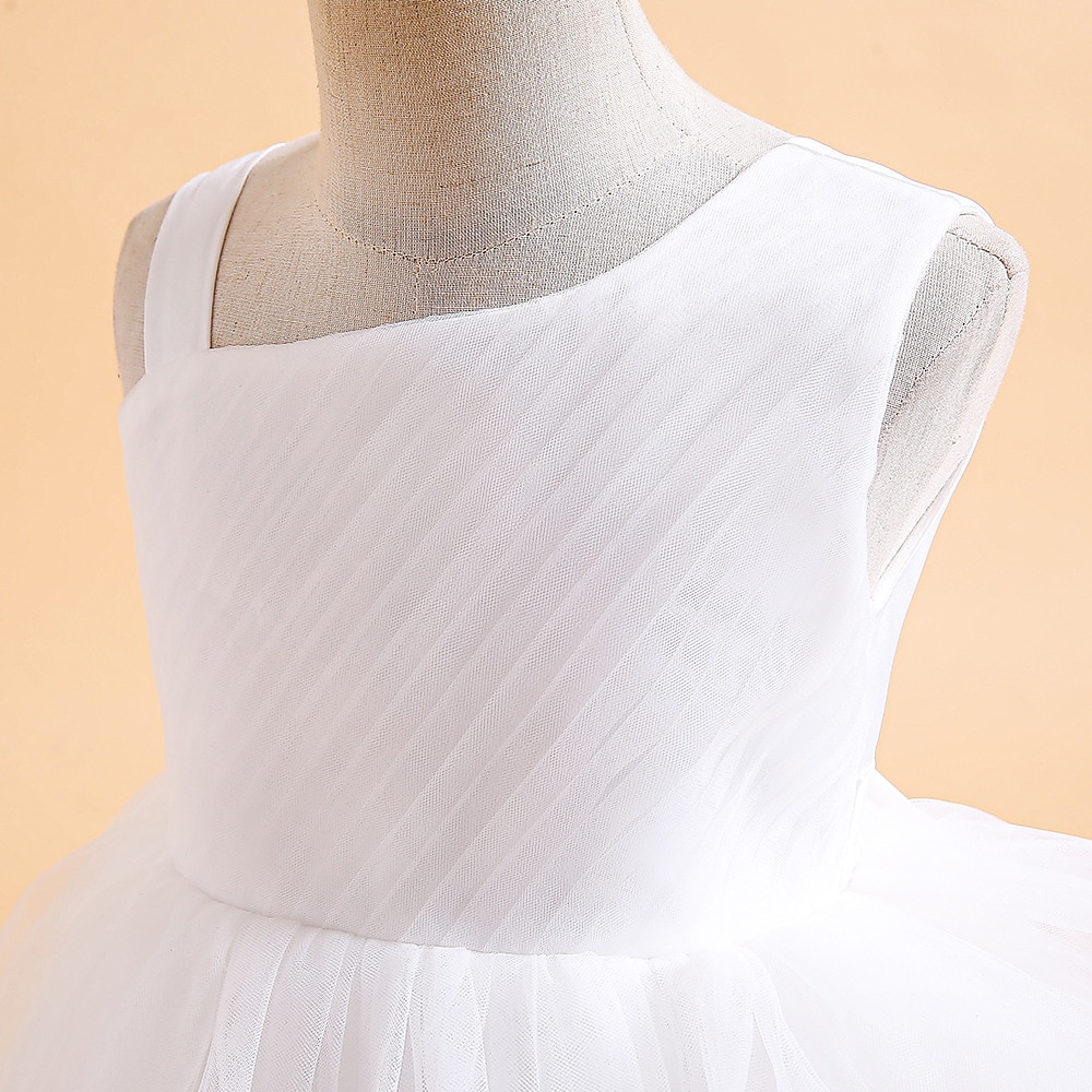 kinderkleidung Mädchen Party Kleid Feste Farbe Ärmellos Formal Leistung Hochzeit Rüschen Elegant Prinzessin Baumwolle Maxi abendkleider Blumenmädchenkleid Frühling Herbst Winter 4-12 Jahre Wei 2025 - $39.99 –P17