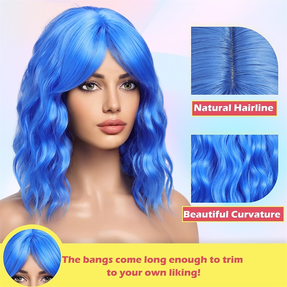 Auburn Bob Wigs for Women Synthetic Wavy Curly Hair Wig with Bangs for Daily Use Christmas Party Wigs 2025 - $21.99 –P9