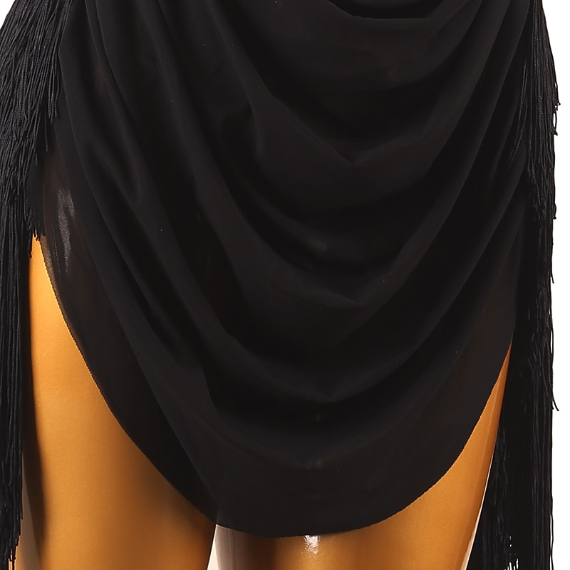 dans salsa latinsk dansklänning tofs dam prestationsträning ärmlös hög spandex tyll 2025 - $123.99 –P6