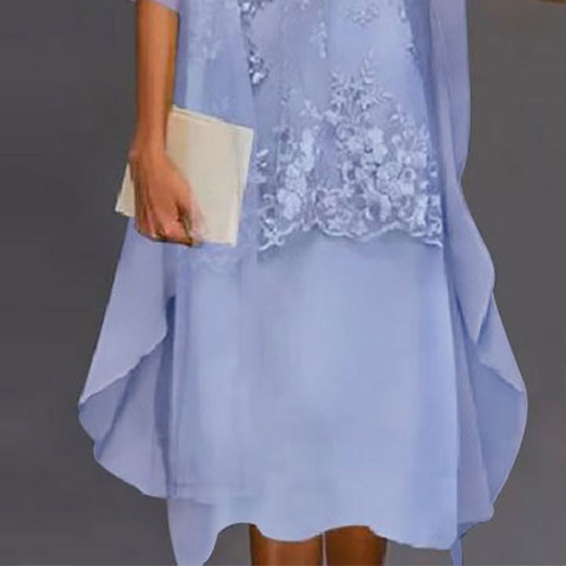 Abito madre della sposa a due pezzi per matrimoni in spiaggia elegante scollo tondo lunghezza tè in chiffon con pizzo senza maniche giacca abiti con applicazioni 2025 taglia personalizzata gratuita del 2025 a $129.99 –P3