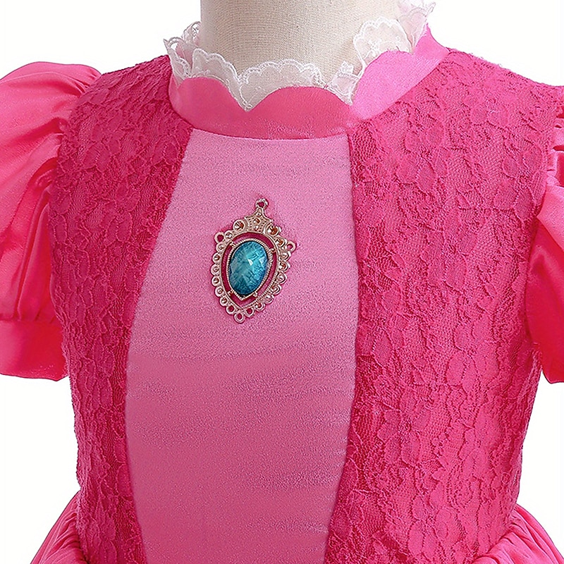 Prinsesse Fersken Kjoler Hansker Krone mønster kjole Cosplay kostyme for Jente Barne Barnas Dag Maskerade 2026 - $46.54 –P5