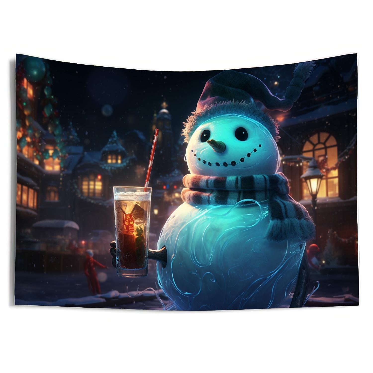 juldekorationer blacklight gobeläng uv reaktivt sken i mörkret snögubbe xmas trippy bar dimmigt hängande gobeläng väggkonst väggmålning för vardagsrum sovrum 2025 - $20.99 –P20