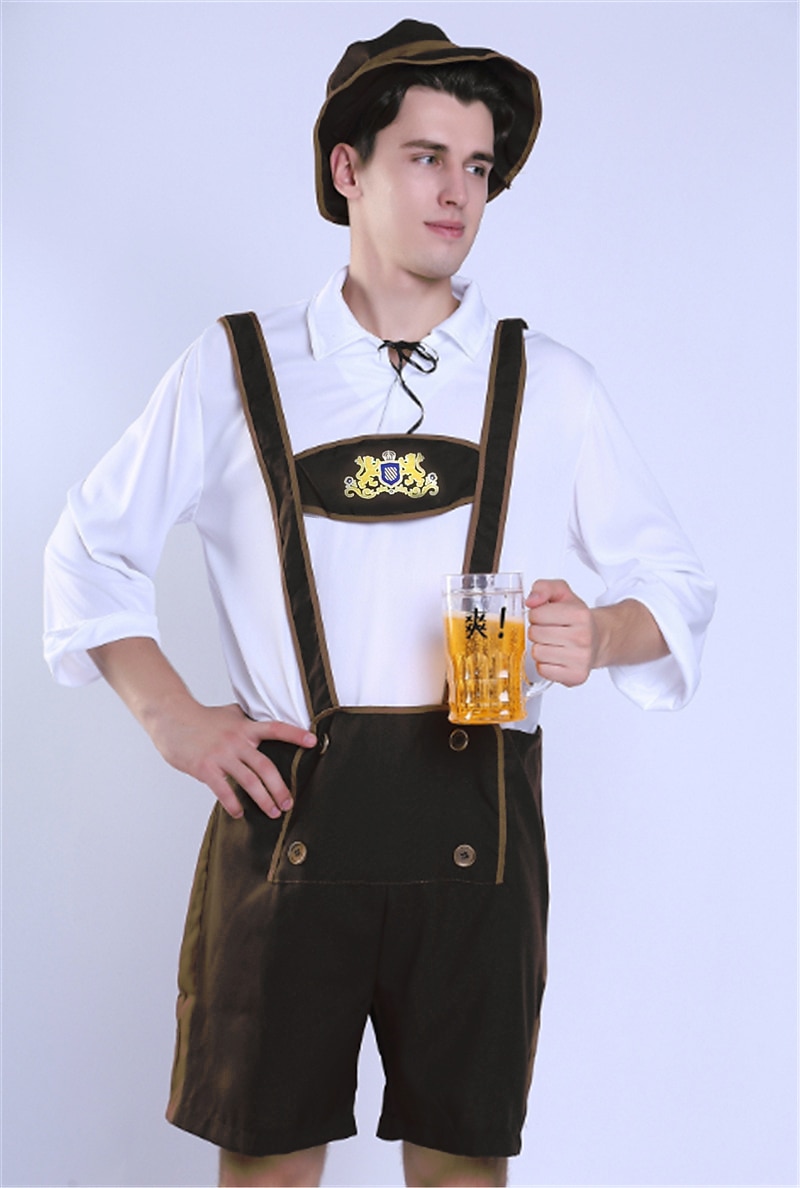 Oktoberfest-olut Asu Pusero / hame nahkahousuista Baijerin pariskunta Oktoberfestin pari Saksa München Niityt Miesten Perinteinen tyyli kangas Toppi Shortsit Hattu 2025 - $40.99 –P5