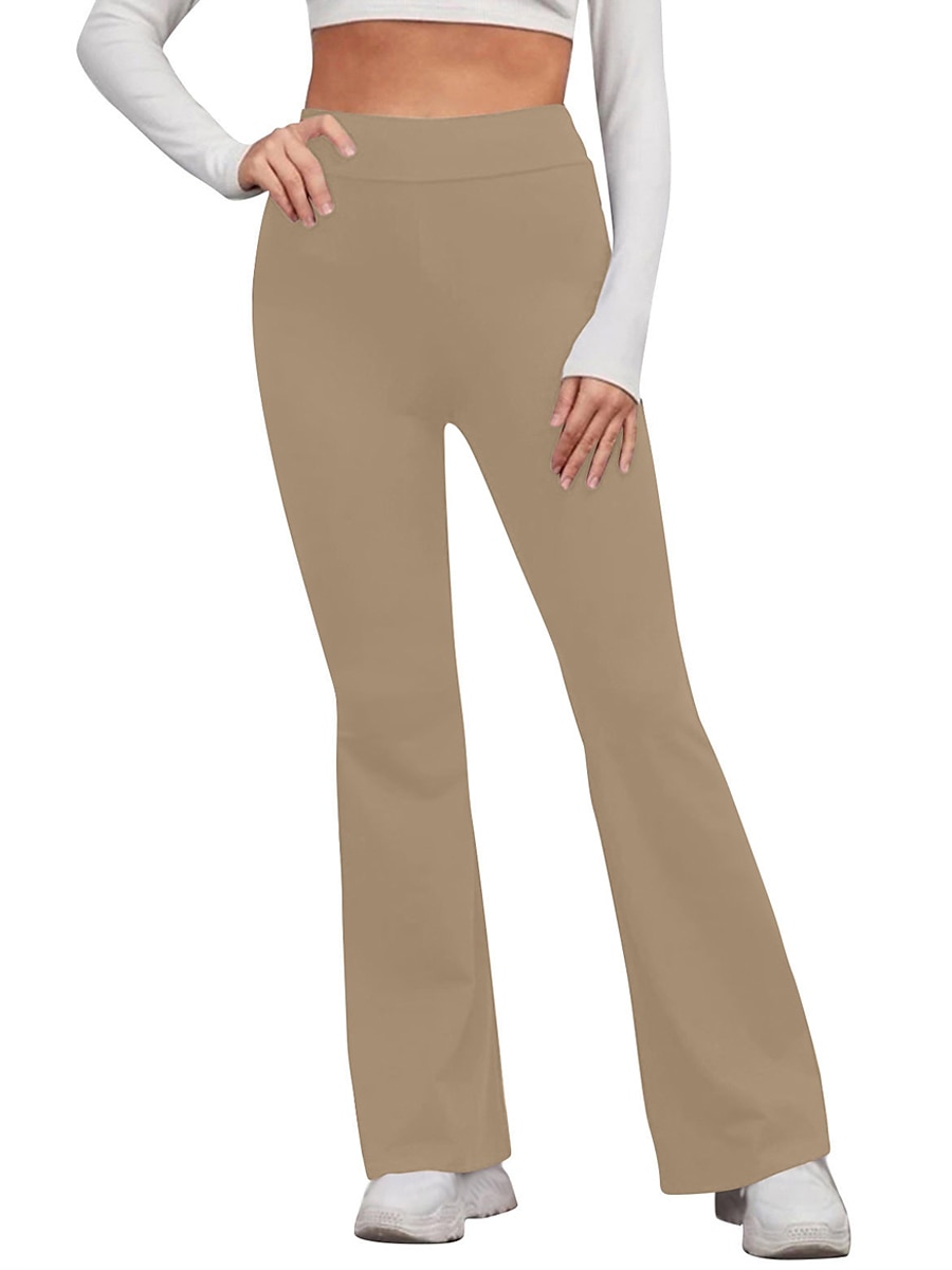 Women's Flare Leggings Fashion Streetwear Simple Full Length High Waist Solid Color High Cut Comfort Breathable Comfortable Micro-elastic Outdoor Vacation Yoga off white Black Yellow Red Fall Winter 2025 - $5.99 –P10