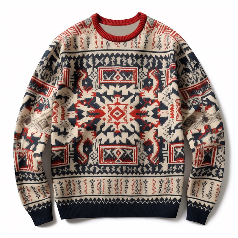 Mens Christmas Sweaters Elk Snowflake Graphic Casual Pullover Knitted  Fashion Jumper Tops Long Sleeve Loose Comfort Sweater