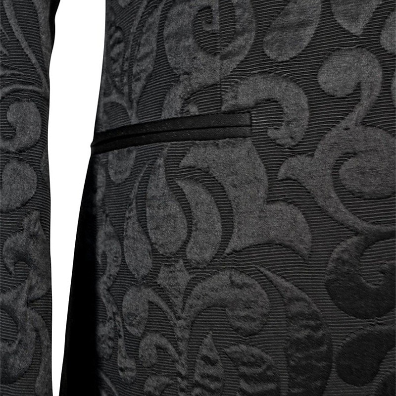 Men's Wedding Party Tuxedos Party Black Floral Tailored Fit 3 Piece Single Breasted One-button 2025 - $170.99 –P4
