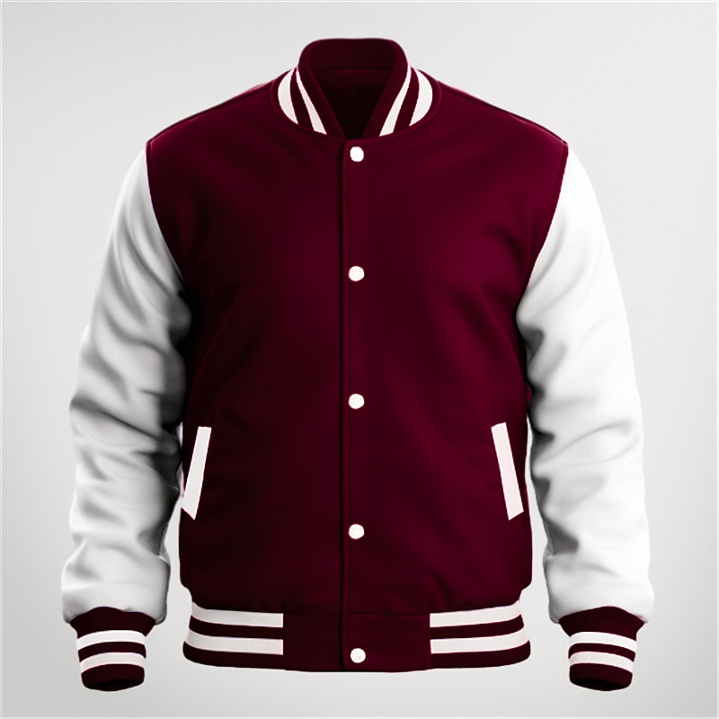 Per uomo Giacca di transizione Giacca College Abbigliamento quotidiano Tasca Tutte le stagioni Blocco di colori Streetwear Collo alla coreana Regolare Nero Blu marino Blu Rosso Giacca del 2025 a $36.99 –P7