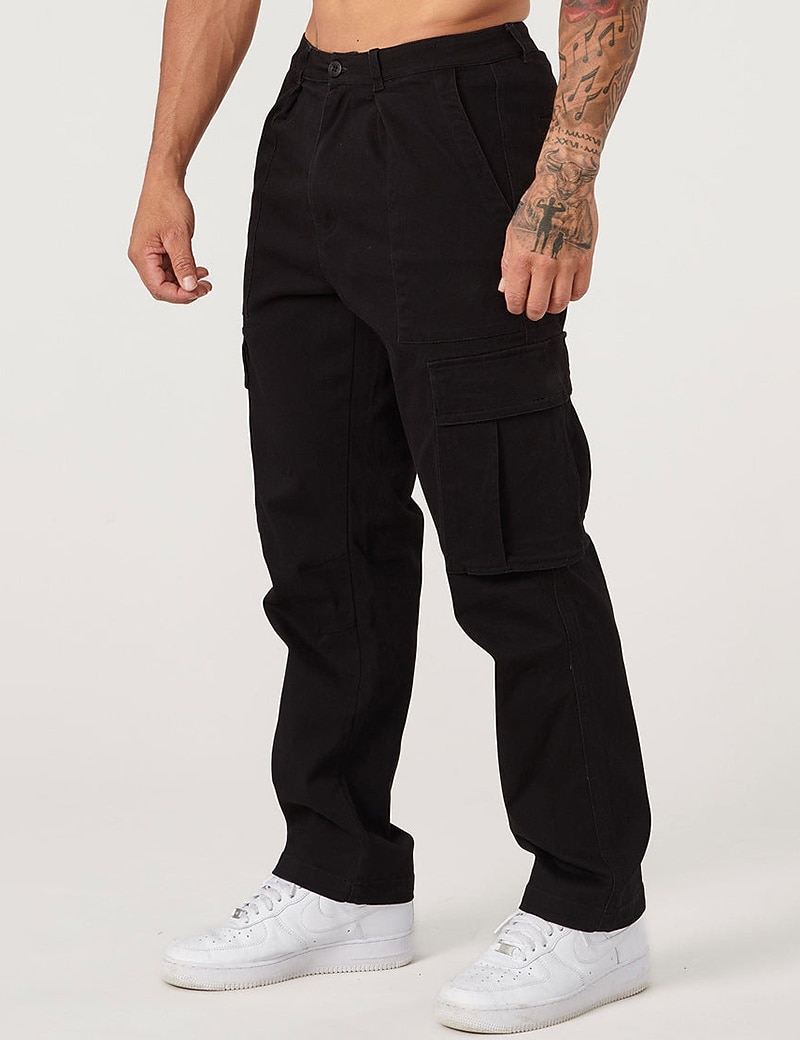 Муж. Брюки карго Брюки-карго Карман Полотняное плетение Комфорт Дышащий на открытом воздухе Повседневные На выход Мода На каждый день Черный Военно-зеленный 2026 - $36.99 –P8