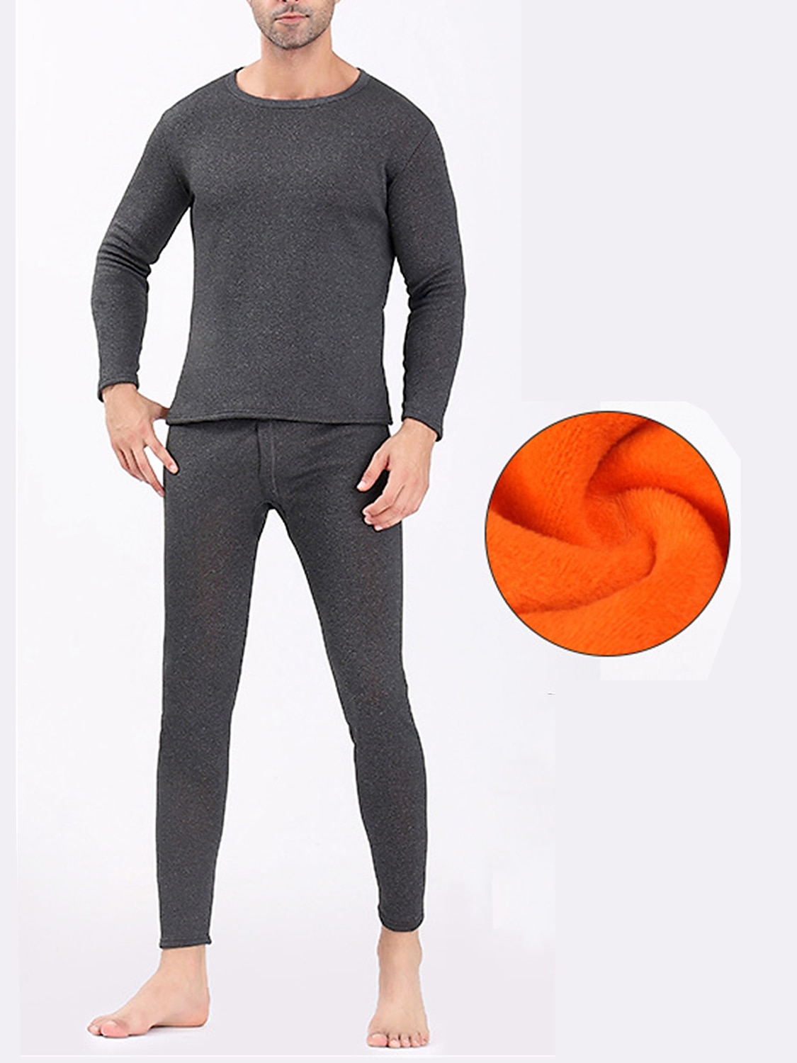 Men's Thermal Underwear Sleepwear Thermal Set 2 Pieces Plain Warm Fashion Casual Home Daily Bed Polyester Fleece Comfort Warm Soft Crew Neck Long Sleeve T shirt Tee Pant Fall Winter Black Red 2025 - $18.49 –P6