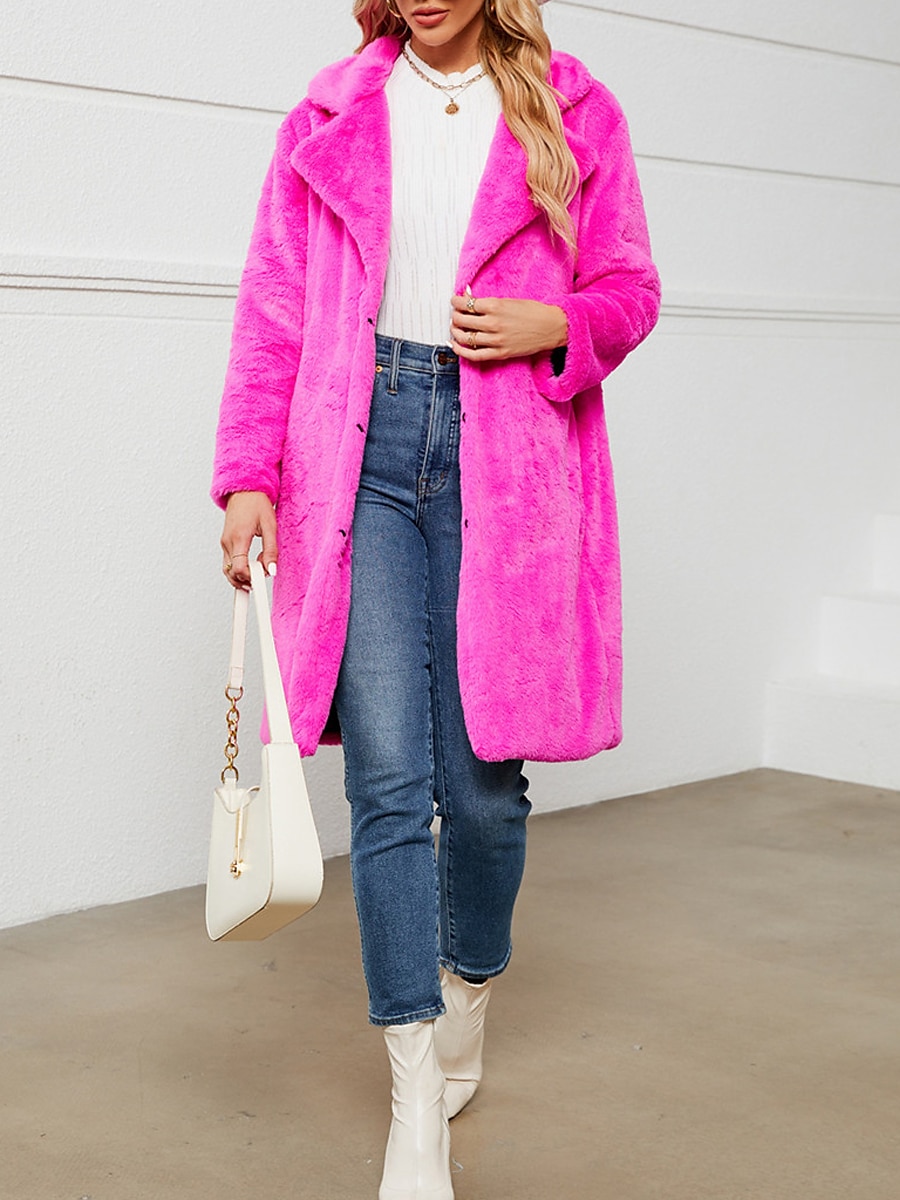 Dame Fleece-jakke Teddyfrakk Hold Varm Pustende Fleece Lined Fritid Gate stil عادي Feriereise Gate Dagligdagstøy Ut på byen Åpen Forside Lang Aftæpning Normal Langermet Yttertøy Svart Vin Fuksia Høst 2025 - $41.99 –P4
