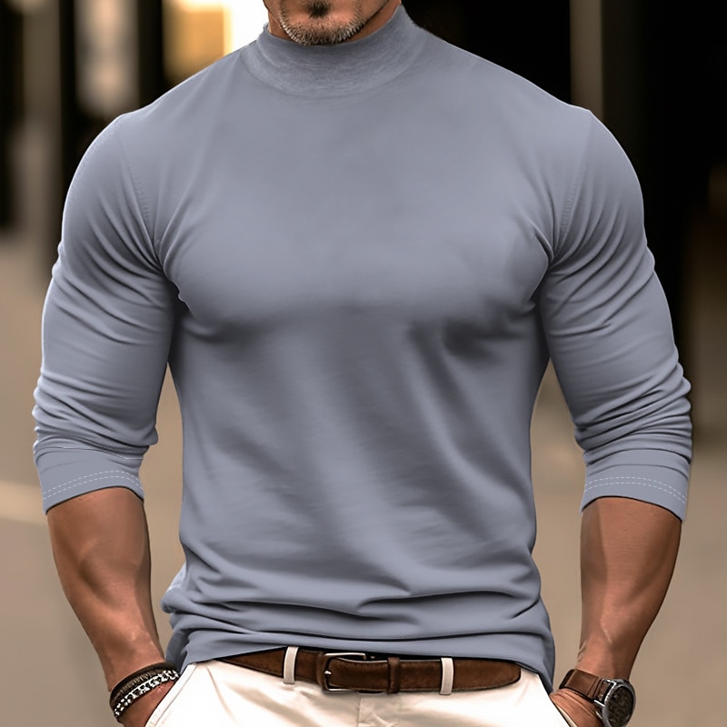 Men's T Shirt Turtleneck shirt Tee Top Long Sleeve Shirt Long Sleeve Turtleneck Spring &  Fall Plain Fashion Designer Basic Vacation Street Going out Black Red Navy Blue Top Tee for Men 2025 - $23.99 –P4