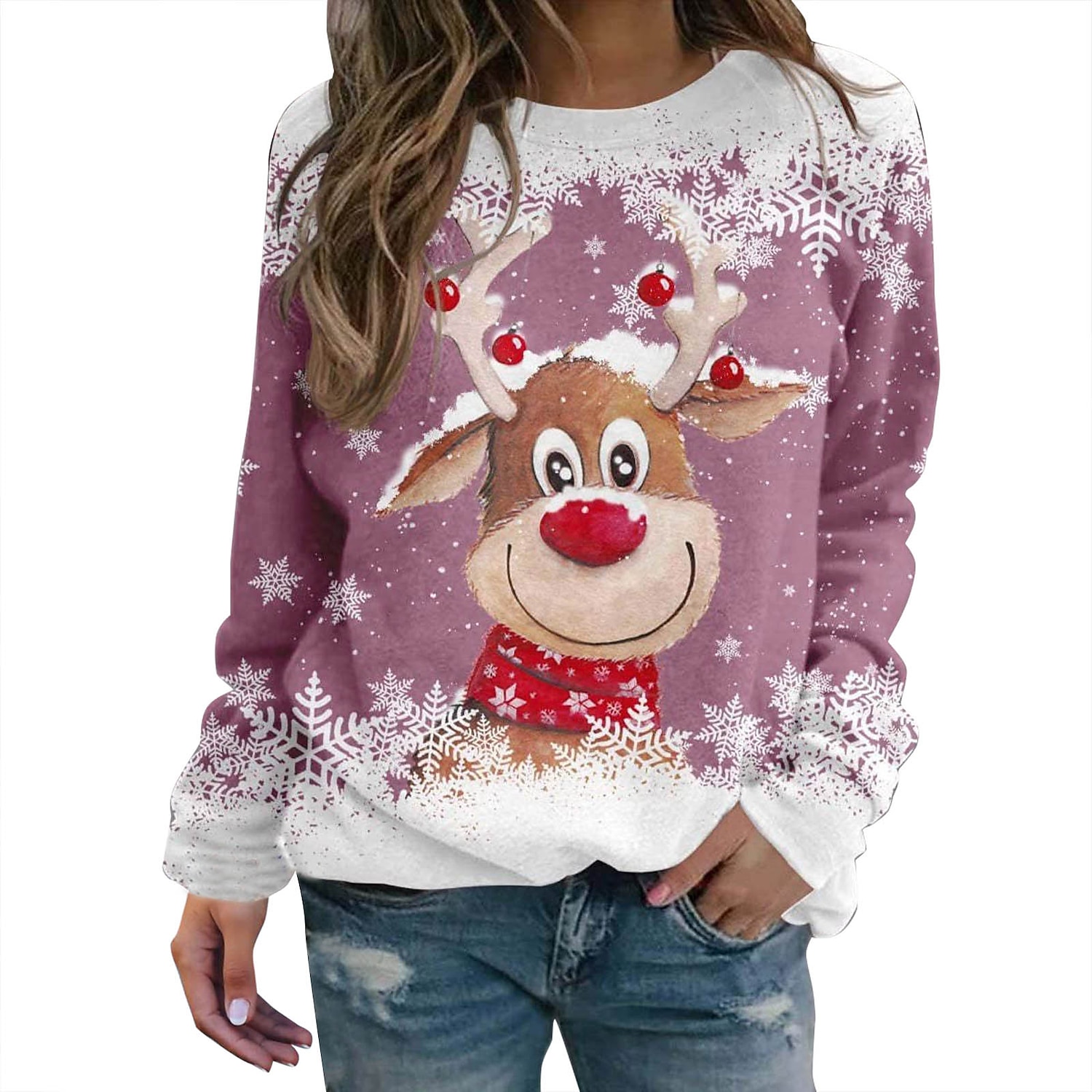Navidad Reno Sudadera Pullover Sudadera navideña divertida Impresión 3D Estampado Gráfico Para Pareja Hombre Mujer Adulto Navidad Carnaval Mascarada Impresión 3D Fiesta Festival 2025 - $24.99 –P1