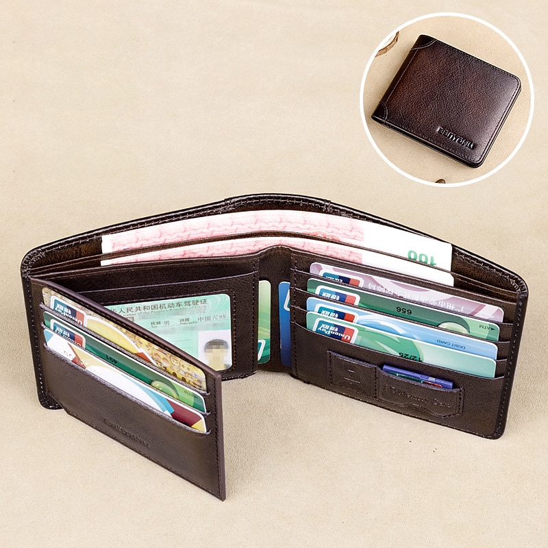 Herrplånbok med rfid-blockering, smal korthållare i äkta läder med ID-fönster och kontantfack, klassisk affärsstil för dagligt bruk och resor 2025 - $18.99 –P8